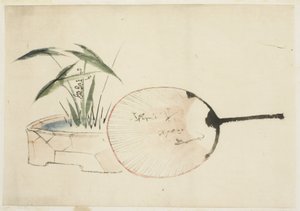 Ventilator og plantearrangement af Katsushika (school of) Hokusai
