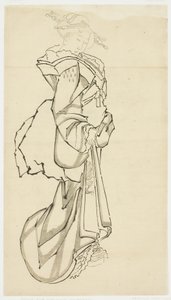 Walking Courtesan (studie), ca. 1815-1849 (blæk på papir af Katsushika (school of) Hokusai