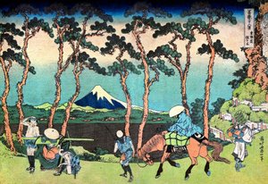 36 vues du Mont Fuji, Japon : ""Hodogaya sur la route de Tokaido"" Estampe de Katsushika Hokusai (1760-1849) (ecole ukiyo-e) 1830-1833 State A Pushkin Museum of Fine Arts, Moscou af Katsushika Hokusai