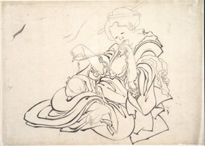 En kvinde og et spædbarn af Katsushika Hokusai