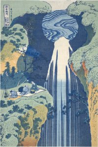 Amida Waterfall Deep in the Distance på Kiso Road, fra serien Tour of Waterfalls in Various Provinces af Katsushika Hokusai