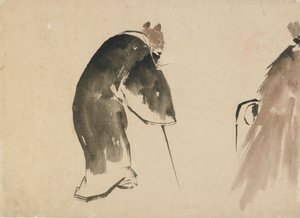 En gammel mus klædt i en sort kappe, slutningen af det 18.-begyndelsen af det 19. århundrede. af Katsushika Hokusai