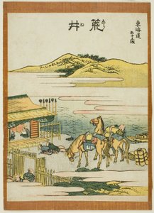 Arai, fra serien "Fifty-three Stations of the Tokaido (Tokaido gojusan tsugi)" af Katsushika Hokusai