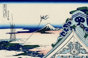 Asakusa Honganji-templet i den østlige hovedstad (Edo), ca. 1830 (træbloktryk) af Katsushika Hokusai
