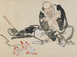 Buddhistisk allegori om en præst, der brænder kirsebærgrene, slutningen af det 18.-begyndelsen af det 19. århundrede. af Katsushika Hokusai