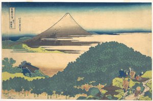 »Pine-træet ved Aoyama« (Aoyama enza no matsu), fra serien »De 36 udsigter over Fuji-bjerget« (Fugaku sanjūrokkei) af Katsushika Hokusai