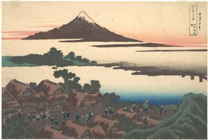 Daggry ved Isawa i Kai-provinsen (Kōshū Isawa no akatsuki), fra serien »De 36 udsigter over Fuji-bjerget« (Fugaku sanjūrokkei) af Katsushika Hokusai