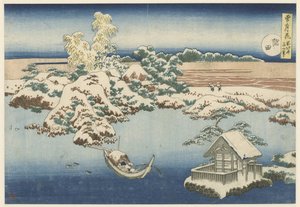 Sumida-floden i sne Sumida (titel på objekt) Sne, måne og blomster (serietitel) Setsugekka (serietitel på objekt) af Katsushika Hokusai