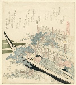 Egen under bølgerne Namimakashiwa (titel på objekt) En sammenligning af Genroku-digte og skaller (serietitel) Genroku kasen kaiawase (serietitel) af Katsushika Hokusai