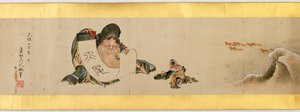 Detalje af håndrulle med forskellige billeder, Edo-perioden, 1839, blæk og farve på papir af Katsushika Hokusai