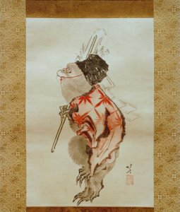 Trænet abe af Katsushika Hokusai