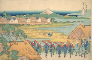Fuji Senju station fra Senju lagerbygning. . . , myg. 1830-32. af Katsushika Hokusai