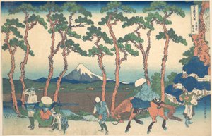 Hodogaya på Tōkaidō (Tōkaidō Hodogaya), fra serien »De 36 udsigter over Fuji« (Fugaku sanjūrokkei) af Katsushika Hokusai