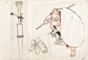 Hotei, første kvartal af 1800-tallet.. af Katsushika Hokusai