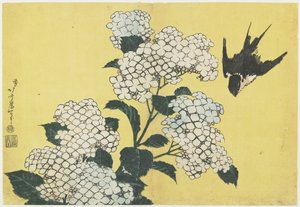 Hortensia og svale, ca. 1832 af Katsushika Hokusai