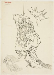 Jo og Uba; Tema for Takasago, ca. 1815-1849 (blæk på papir) af Katsushika Hokusai