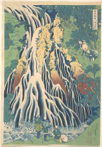 Kirifuri-vandfaldet ved Kurokami-bjerget i Shimotsuke (Shimotsuke Kurokamiyama Kirifuri no taki), fra serien »En rundrejse til vandfald i forskellige provinser« (Shokoku taki meguri) af Katsushika Hokusai
