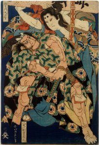 Kusunoki Tamonmaru Masashige und Yao no bettô Tsunehisa af Katsushika Hokusai
