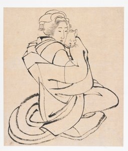 Lady Holding a Cat, Edo-periode, ca. 1810
