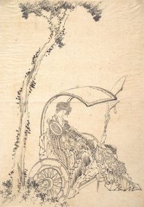 Dame i en vogn. af Katsushika Hokusai