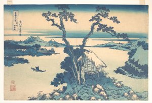 Suwa-søen i Shinano-provinsen (Shinshū Suwako), fra serien »De 36 udsigter over Fuji-bjerget« (Fugaku sanjūrokkei) af Katsushika Hokusai