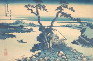 Lake Suwa i Shinano-provinsen Shinshu Suwako, fra serien Thirty-six Views of..., ca. 1830-32. af Katsushika Hokusai