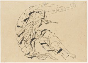 Langarmet mand, der strækker sig, Edo-periode, 1800-tallet. af Katsushika Hokusai