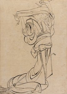 Jomfru, der spiller en samisen, slutningen af det 18.-begyndelsen af det 19. århundrede. af Katsushika Hokusai