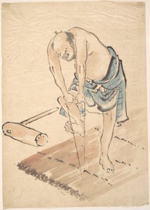 Manden på tømmerflåden af Katsushika Hokusai