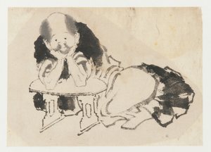 Mand siddende med armlæn, Edo-periode, 1800-tallet. af Katsushika Hokusai