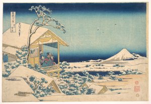 Morgenen efter snefaldet ved Koishikawa i Edo (Koishikawa yuki no ashita), fra serien »De 36 udsigter over Fuji« (Fugaku sanjūrokkei) af Katsushika Hokusai