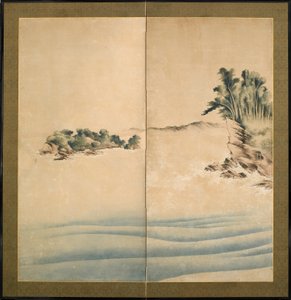 Mount Fuji og Enoshima, Edo-perioden, ca. 1825 (blæk og farve på papir) af Katsushika Hokusai