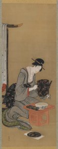 Nytårsbrug: Ønske om en lovende nytårsdrøm, Edo-periode, ca. 1806-11 (blæk og farve på silke) af Katsushika Hokusai