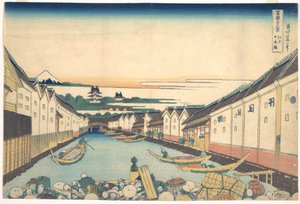 Nihonbashi i Edo (Edo Nihonbashi), fra serien »De 36 udsigter over Fuji« (Fugaku sanjūrokkei) af Katsushika Hokusai
