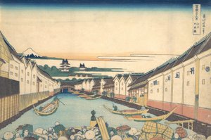 Nihonbashi i Edo Edo Nihonbashi, fra serien Thirty-six Views of Mount Fuji ..., ca. 1830-32. af Katsushika Hokusai