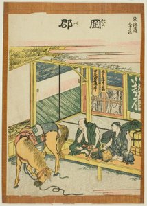 Okabe, fra serien "Fifty-three Stations of the Tokaido (Tokaido gojusan tsugi)" af Katsushika Hokusai