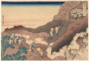Pilgrimme på vej op ad bjergtoppen, fra serien »36 udsigter over Fuji« af Katsushika Hokusai