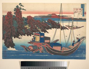 Digt af Chūnagon Yakamochi (Ōtomo no Yakamochi), fra samlingen »Hundrede digte forklaret af ammen« (Hyakunin isshu uba ga etoki) af Katsushika Hokusai