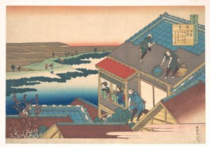 Digt af Ise, fra samlingen »Hundrede digte forklaret af ammen« (Hyakunin isshu uba ga etoki) af Katsushika Hokusai