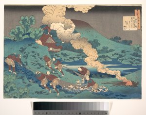 Digt af Kakinomoto Hitomaro, fra samlingen »Hundrede digte forklaret af ammen« (Hyakunin isshu uba ga etoki) af Katsushika Hokusai