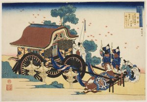 Digt af Kanke, fra serien "One Hundred Poems Explained by the Nurse (Hyakunin isshu uba ga etoki)" af Katsushika Hokusai