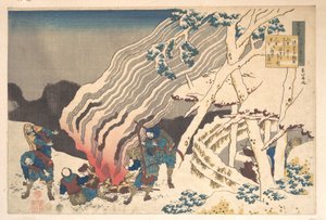 Digt af Minamoto no Muneyuki Ason, fra samlingen »Hundrede digte forklaret af ammen« (Hyakunin isshu uba ga etoki) af Katsushika Hokusai
