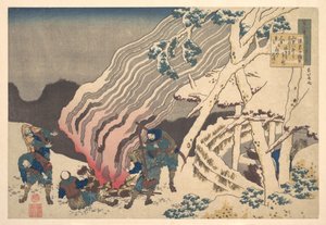 Digt af Minamoto no Muneyuki Ason, fra samlingen »Hundrede digte forklaret af ammen« (Hyakunin isshu uba ga etoki) af Katsushika Hokusai