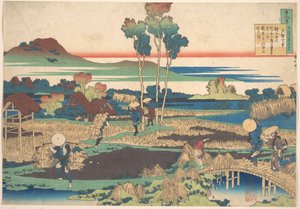 Digt af Tenchi Tennō, fra samlingen »Hundrede digte forklaret af ammen« (Hyakunin isshu uba ga etoki) af Katsushika Hokusai
