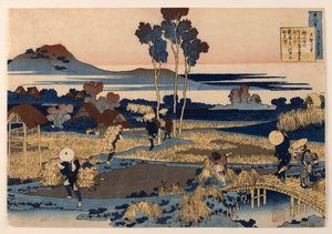 Digt af Tenchi Tennō, fra serien »Hundrede digte forklaret af sygeplejersken« af Katsushika Hokusai