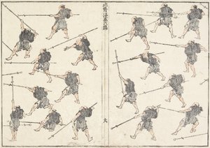 Udøvelse af langskaftet sværd, 1817 af Katsushika Hokusai