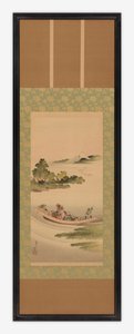 Flodlandskab: færge og Fuji-bjerget, Edo-perioden, 1842. af Katsushika Hokusai