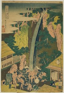 Roben Falls at Oyama i Sagami-provinsen (Soshu Oyama Roben no taki), fra serien "A Tour of Waterfalls in Various Provinces (Shokoku taki meguri)" af Katsushika Hokusai
