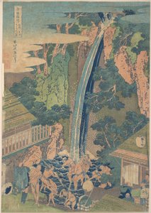 Rōben-vandfaldet ved Ōyama i Sagami-provinsen (Sōshū Ōyama Rōben no taki), fra serien »En rundrejse til vandfald i forskellige provinser« (Shokoku taki meguri) af Katsushika Hokusai