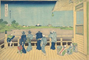 Sazai Hall ved Temple of the Five Hundred Arhats Gohyaku Rakanji Sazaido, fra..., ca. 1830-32. af Katsushika Hokusai